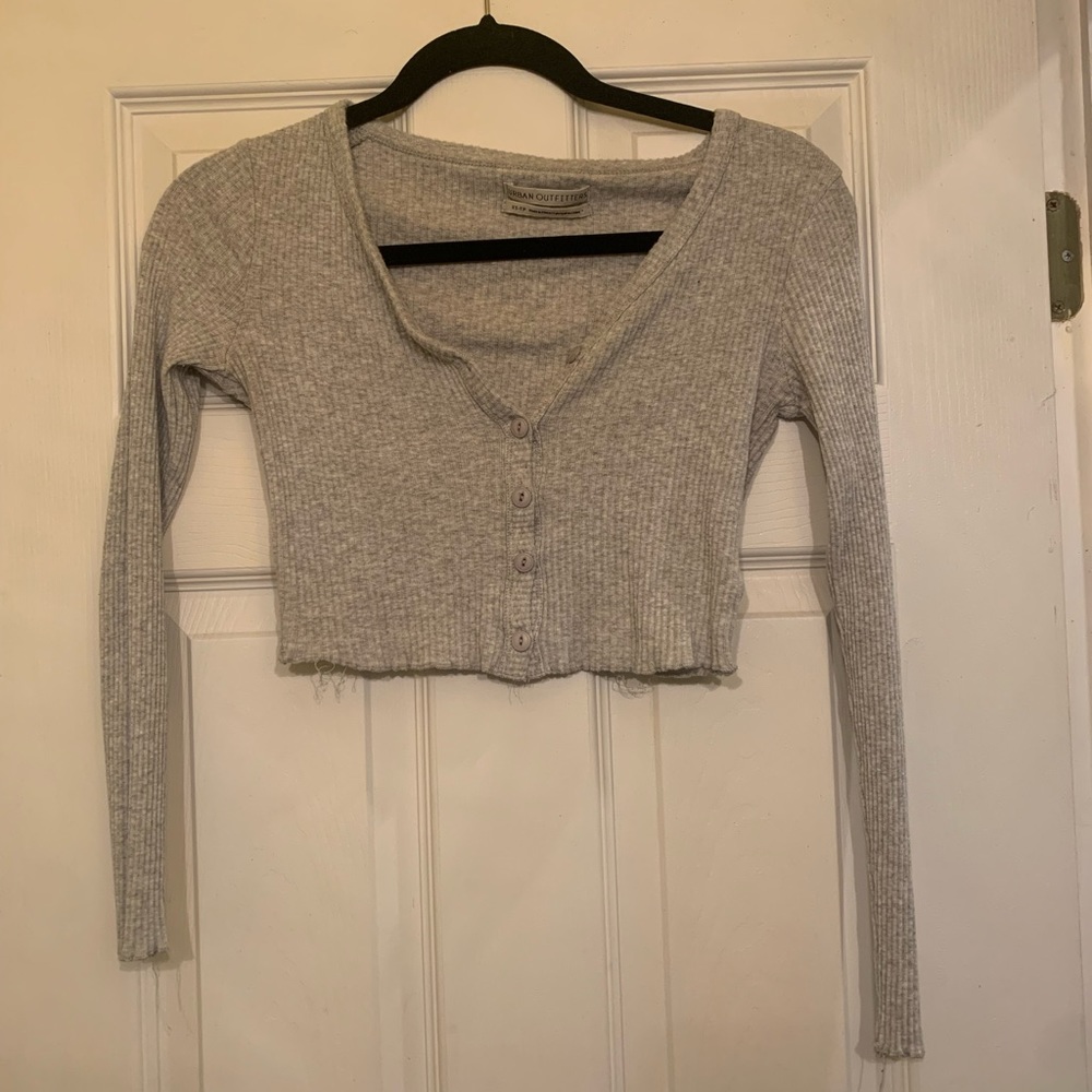 Urban Outfitters Cropped Gray Henley Top